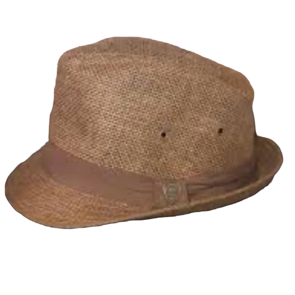 Pamoa Fedora 100% Straw Hat Tan And Brown Mens Size Small/Medium